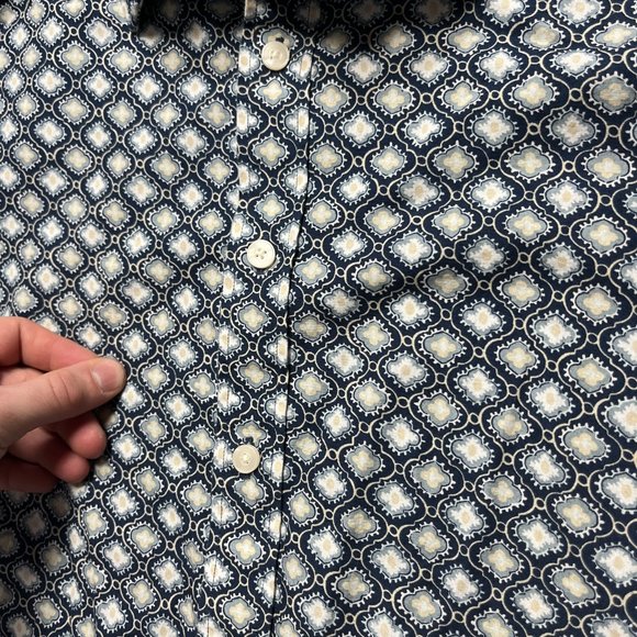 Untuckit Shirt Mens Medium Blue Floral Button Up 100% Cotton Pattern Short Sleev - Picture 6 of 7